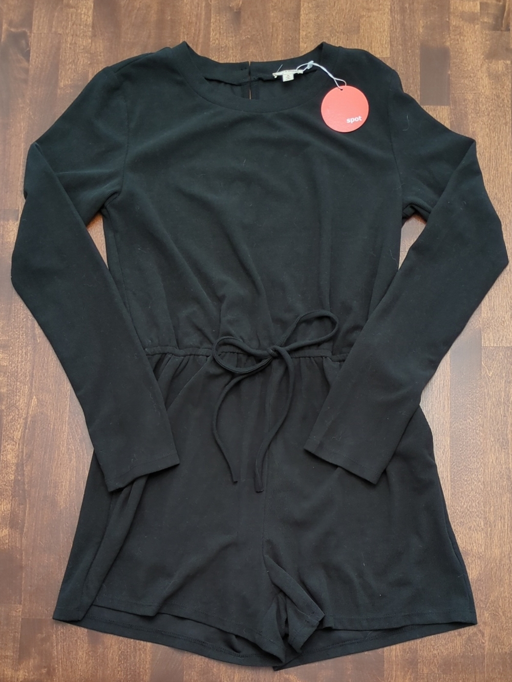 Hem & Thread Black Ribbed Round-Neck Romper